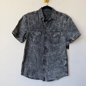 NEW NWT INC International Concepts Acid Wash Short Sleeve Shirt Size S